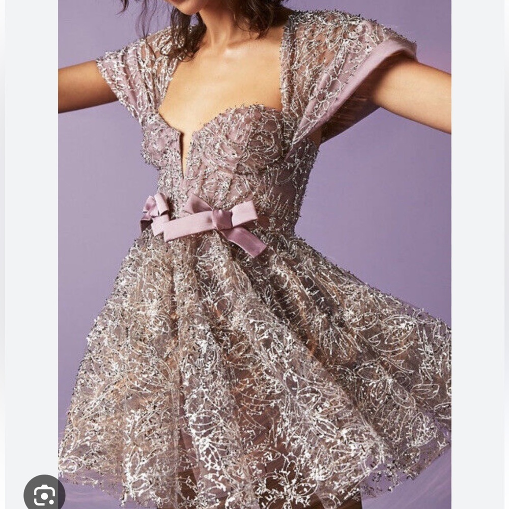 For Love and Lemons Brynn mini dress
Silver metallic bow puffy